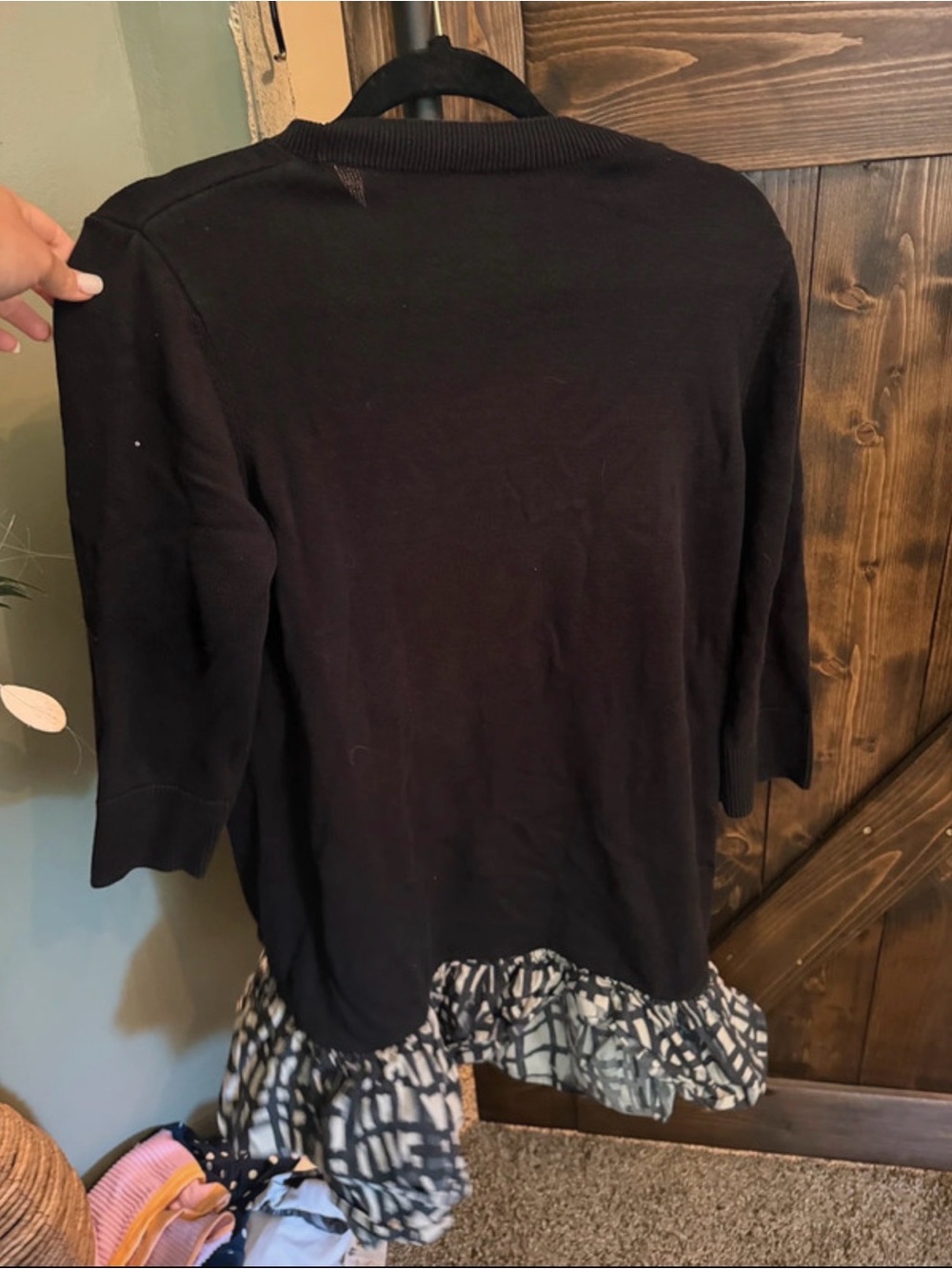 COS Black Ruffle-Hem Sweatshirt with Patterned Trim - Picture 3 of 5